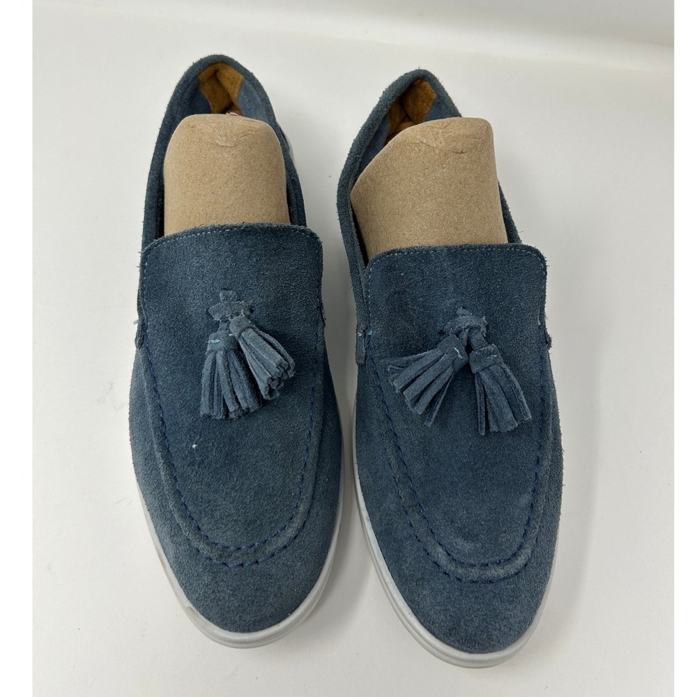 Marc Joseph New York Blue Suede Tassel Loafers Womens Slip On Shoes Size 9